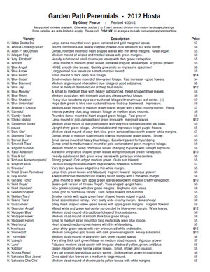 Hosta Price List
